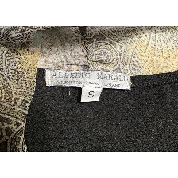 Vtg 90s Alberto Makali Kimono Cardigan Womens Small Leopard Floral Fringe Whimsi - Picture 5 of 9